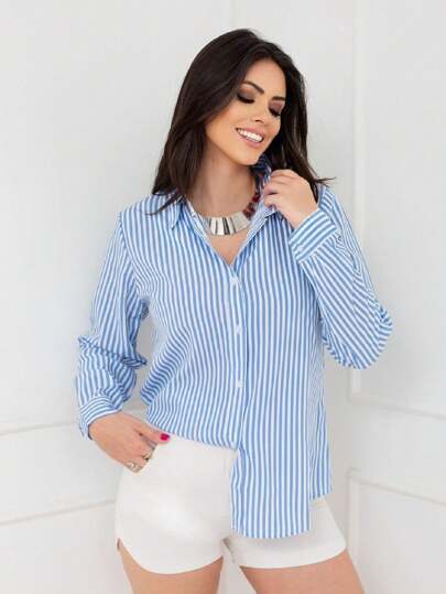 (KIT COM 3) Camisa Feminina Manga Longa Estilosa